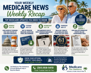 Medicare News Weekly Recap graphic breaking down CMS Part D rule updates and senior health policy changes.