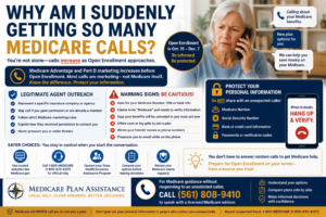 Medicare scam and marketing call safety guide explaining warning signs, personal information to protect, and how to verify unexpected Medicare calls before Open Enrollment.