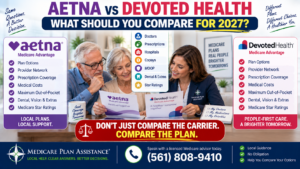 Aetna vs Devoted Health Medicare Advantage 2027 comparison of doctors, prescriptions, costs, MOOP and benefits